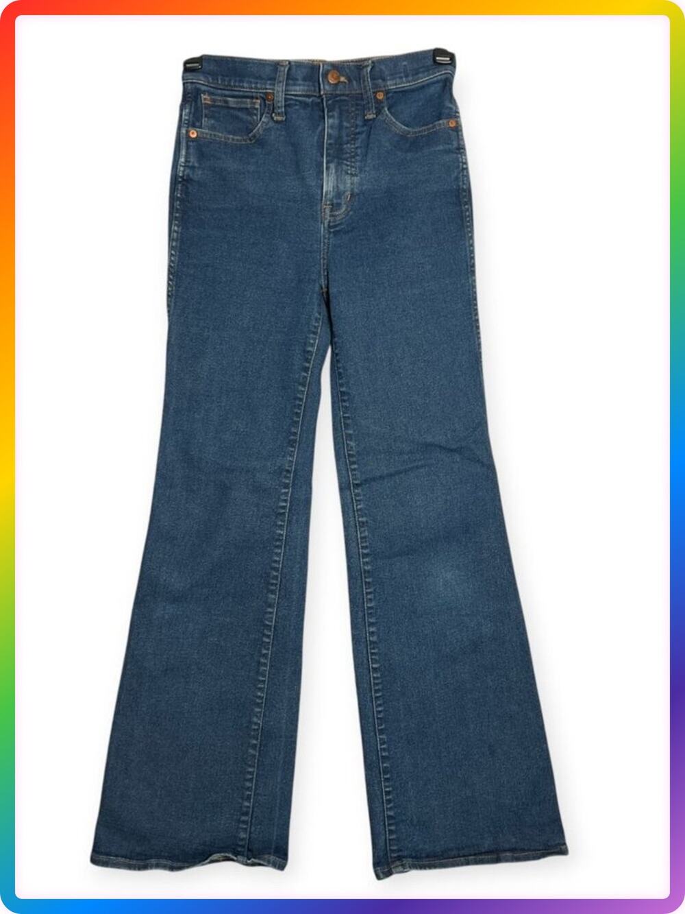 Madewell Flare Denim Jeans Size 26 Wrenford Blue Stretch High Waist 70s Style
